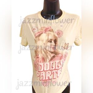 Dolly Parton yellow‎ printed tshirt size small new